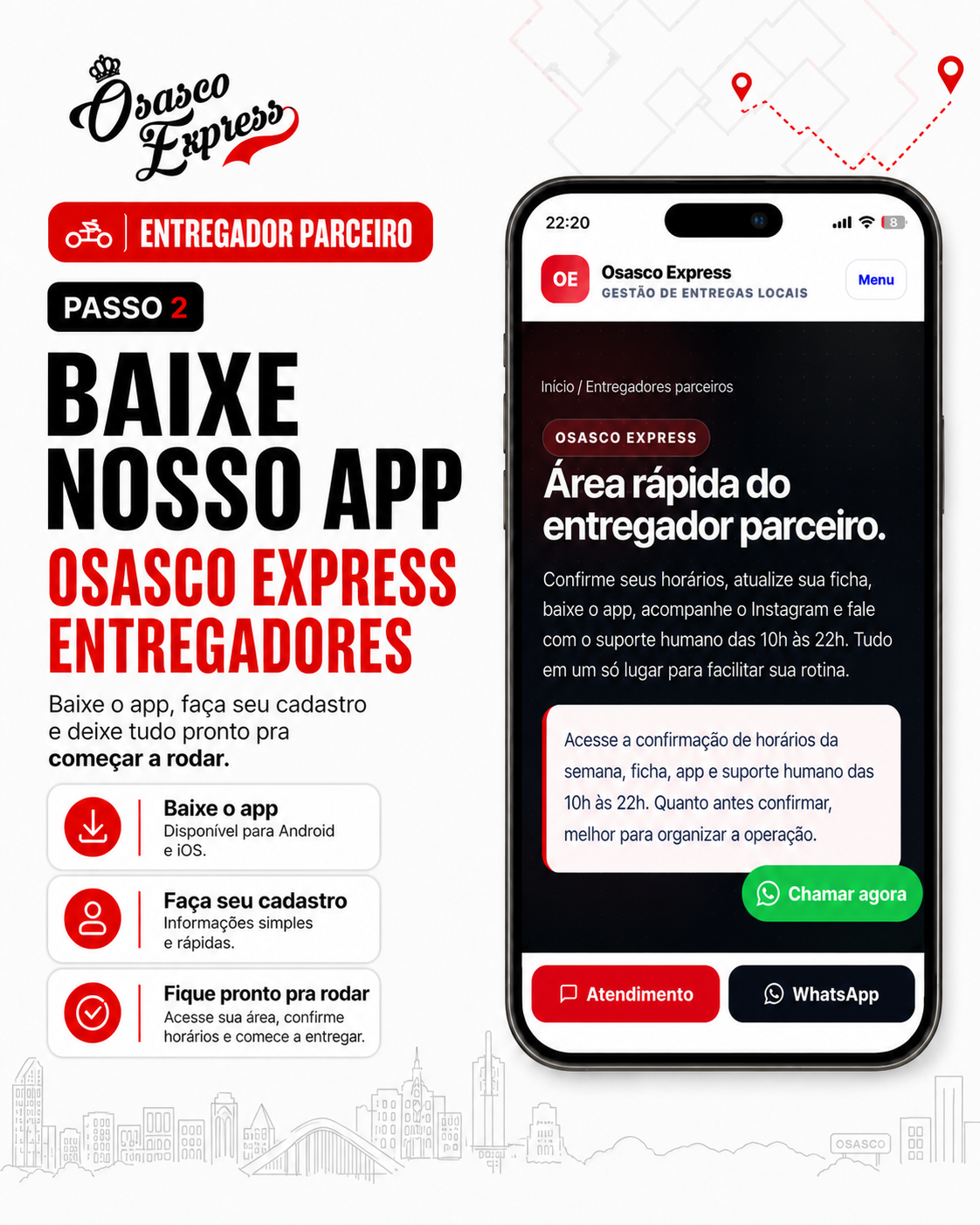Passo 2 para entregador parceiro da Osasco Express: baixar o app Osasco Express Entregadores